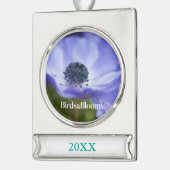 Blaue Anemone Banner-Ornament Silber (Links)