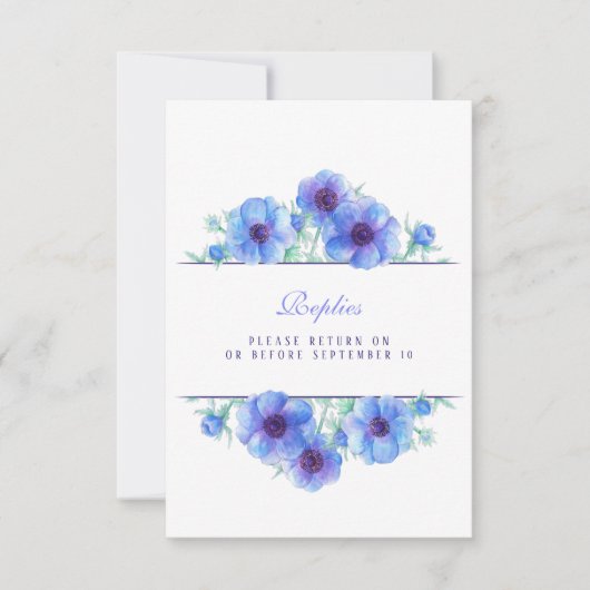 Blaue Anemone Blumenhochzeit QR Antwort UAWG (Vorderseite)