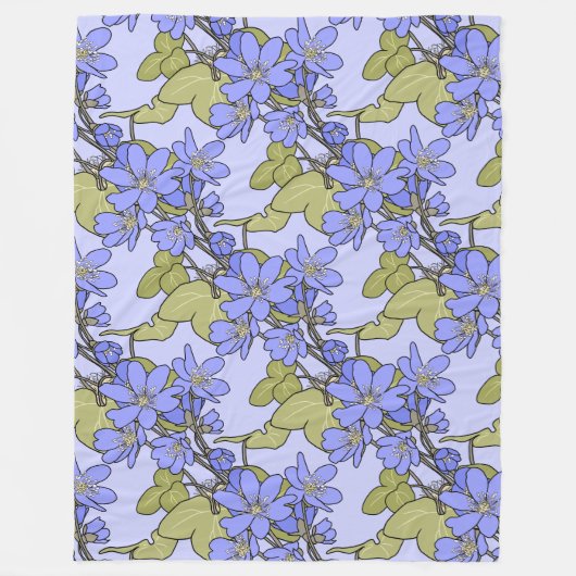 Blaue Anemone Fleecedecke (Vorderseite)