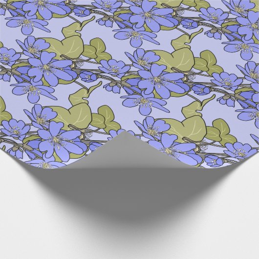 Blaue Anemone Geschenkpapier (Ecke)