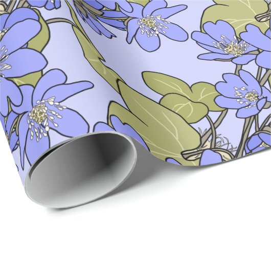 Blaue Anemone Geschenkpapier (Rolleneckpunkt)