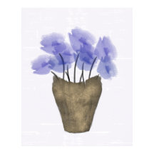 Blaue Anemone in Aquarellfarben in Kupfervase