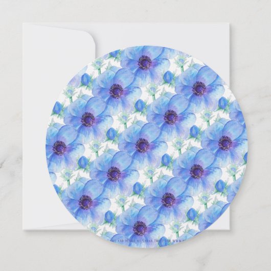 Blaue Anemone nach der Hochzeitsfeier Einladung (Rückseite)
