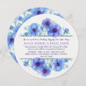 Blaue Anemone nach der Hochzeitsfeier Einladung (Vorne/Hinten)
