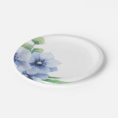 Blaue Anemone und Eukalyptus Wedding Pappteller (Schrägansicht)