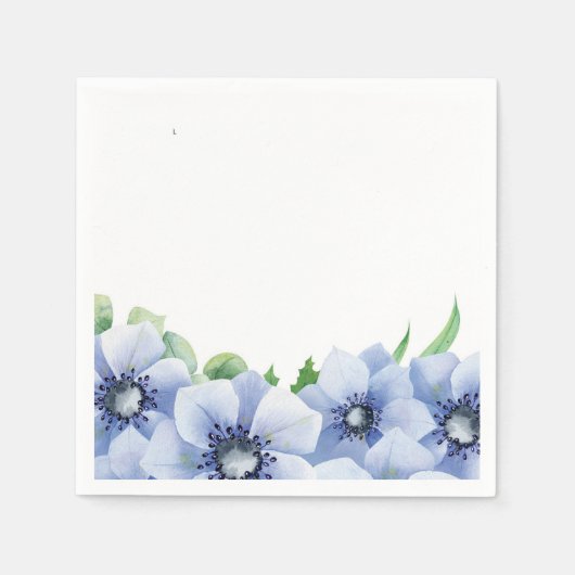 Blaue Anemone und Eukalyptus Wedding Serviette (Vorderseite)