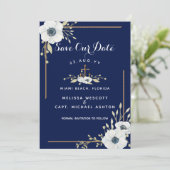 Blaue Anemone und Hochzeit der Nautic White Anemon Save The Date (Stehend Vorderseite)