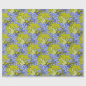 Blaue Anemonen auf Grün Geschenkpapier (Flach)