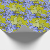 Blaue Anemonen auf Grün Geschenkpapier (Ecke)