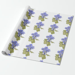 Blaue Anemonen auf Weiß Geschenkpapier