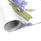 Blaue Anemonen auf Weiß Geschenkpapier (Rolleneckpunkt)