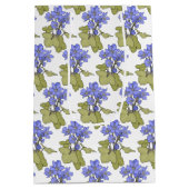 Blaue Anemonen auf Weiß Mittlere Geschenktüte (Rückseite)