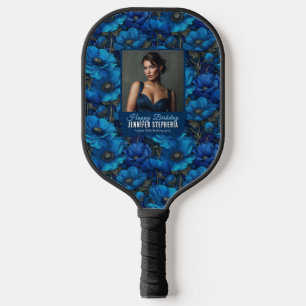 Blaue Anemonen-Blüten-Geburtstags-Event Pickleball Schläger