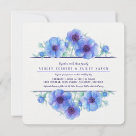 Blaue Anemonen botanische Aquarellfeier lädt ein Einladung