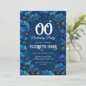 Blaue Anemonen Fünfzigster Geburtstagsgeschenk Für Einladung (Stehend Vorderseite)
