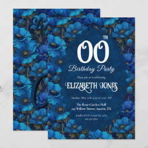 Blaue Anemonen Fünfzigster Geburtstagsgeschenk Für Einladung