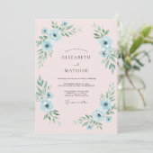 Blaue Anemonen Hochzeit Einladung (Stehend Vorderseite)