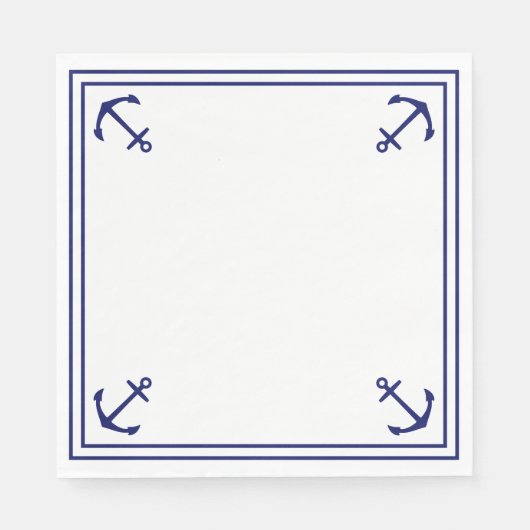Blaue Anker auf Weiß Serviette (Vorderseite)
