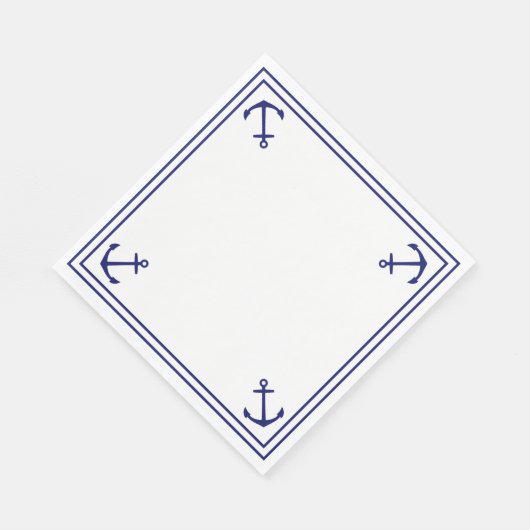 Blaue Anker auf Weiß Serviette (Ecke)