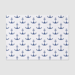 Blaue Anker auf weißem Hintergrund Maritimes Thema Seidenpapier