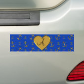 Blaue Anker des Monogramms Gold Autoaufkleber (Auf Auto)