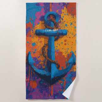 Blaue Anker-Graffiti-Straßenkunst-Illustration Strandtuch