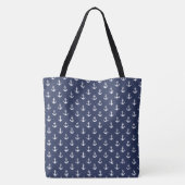 Blaue Anker Muster und Korallenmonogramm Tasche (Rückseite)