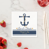 Blaue Anker-nautische Hochzeitscocktail-Servietten Serviette (Beispiel)