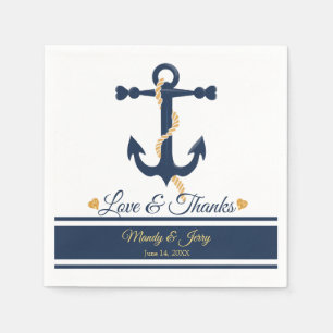 Blaue Anker-nautische Hochzeitscocktail-Servietten Serviette