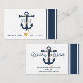 Blaue Anker-Seehochzeits-Visitenkarte Visitenkarte (Vorne/Hinten)