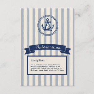 blaue Anker-Streifen maritime Hochzeit am Traumzie Begleitkarte