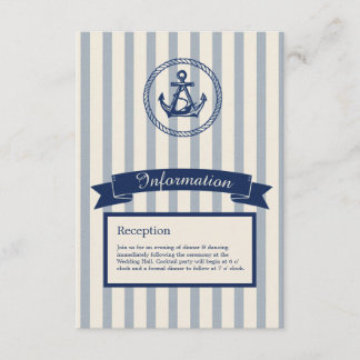 blaue Anker-Streifen maritime Hochzeit am Traumzie Begleitkarte