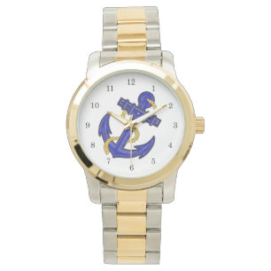 Blaue Anker-Uhr Armbanduhr
