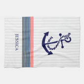 Blaue Anker und blaue Streifen Küchentuch (Horizontal)