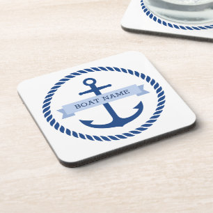 Blaue Anker- und Seilgrenzenbezeichnung auf dem Ba Getränkeuntersetzer