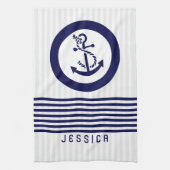 Blaue Anker und Streifen Geschirrtuch (Vertikal)