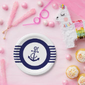 Blaue Anker und Streifen Pappteller (Party)