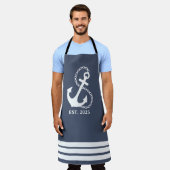 Blaue Anker und Streifen Schürze (Getragen)