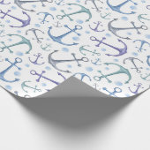 Blaue Ankerfarbe. Nautisches Muster. Modern Geschenkpapier (Ecke)