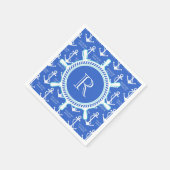 Blaue Ankerküste Nautische Monogramm Serviette (Ecke)