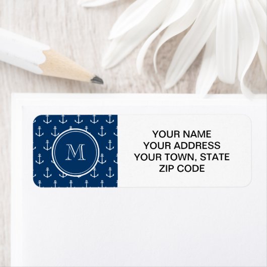 Blaue Ankermuster, Ihr Monogramm (Insitu)