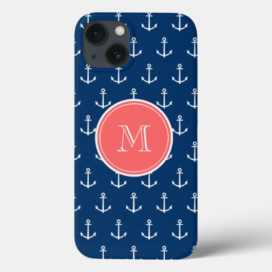 Blaue Ankermuster, Korallenmonogramm 2 Case-Mate iPhone Hülle (Rückseite)