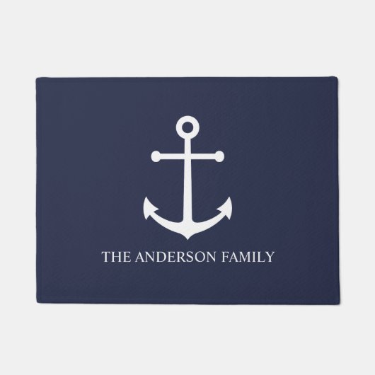 Blaue Ankernadel der Nautischen Seestelle und Fami Fußmatte (Vorderseite)