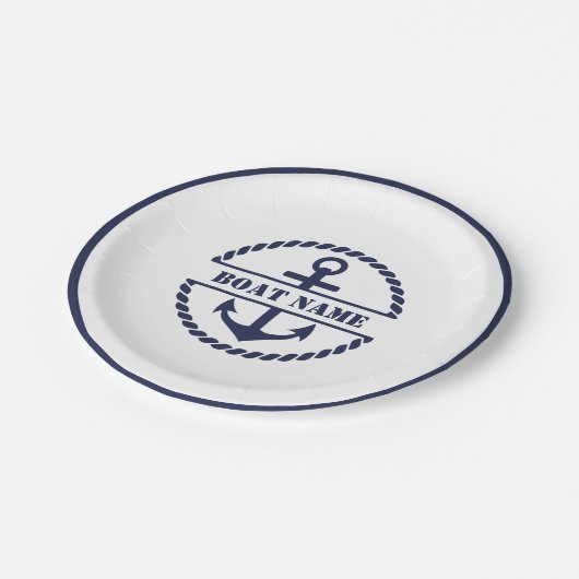 Blaue Ankerpapierplatte Pappteller (Schrägansicht)