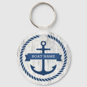 Blaue Ankerseil Umrandungsbootschlüssel Treibholz Schlüsselanhänger (Vorderseite)