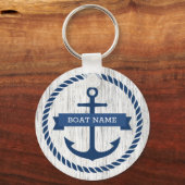 Blaue Ankerseil Umrandungsbootschlüssel Treibholz Schlüsselanhänger (Vorderseite)