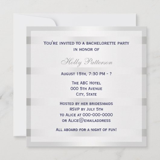 Blaue Ankersilber, weißes Navy Circle Monogram 33 Einladung (Rückseite)