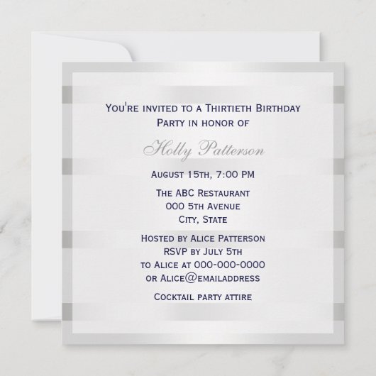 Blaue Ankersilber, weißes Navy Circle Monogram 33 Einladung (Rückseite)