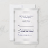 Blaue Ankersilber, weißes Navy Circle Monogram 33 RSVP Karte (Rückseite)