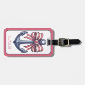 Blaue Ankerstange mit rotem und weißem Streifen Gepäckanhänger (Vorderseite horizontal)